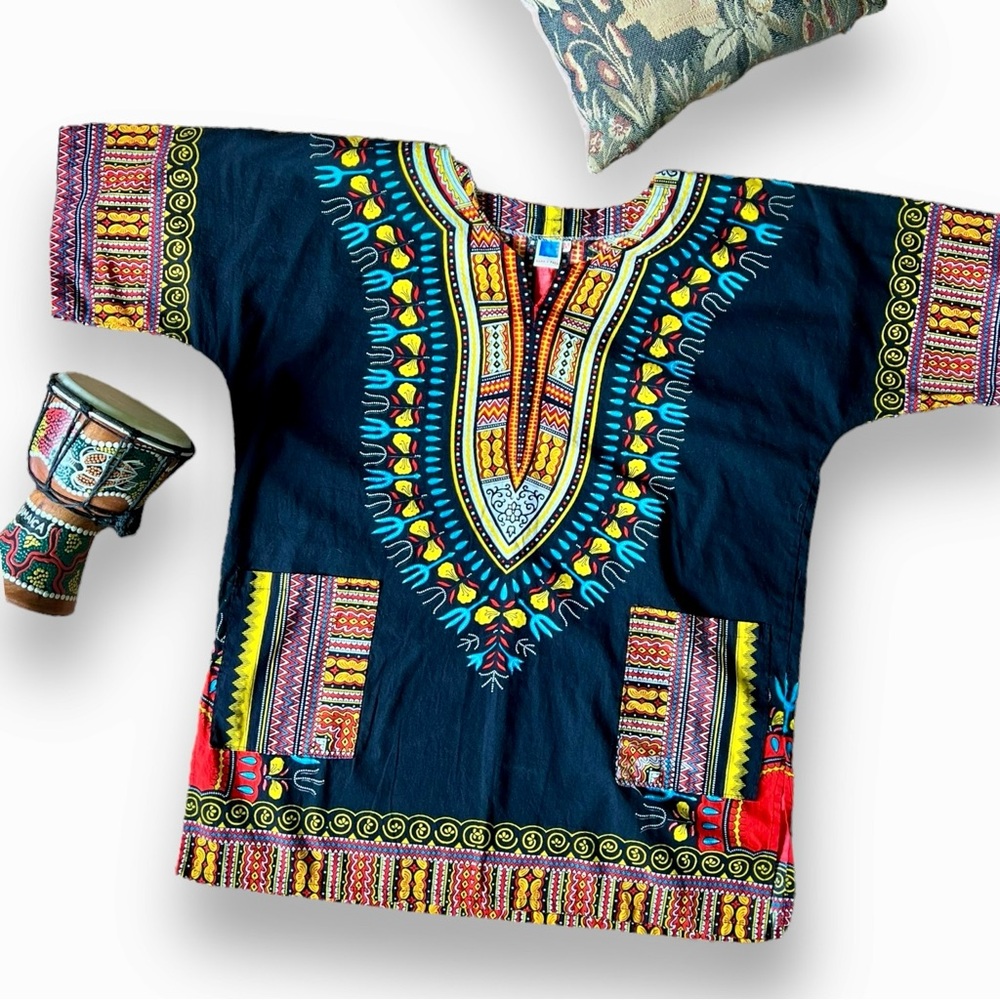 VTG Dashiki Mama & Papa Shirt Sz M